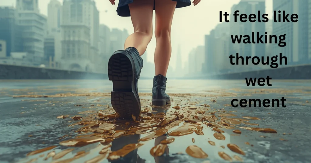 It feels like walking through wet cement