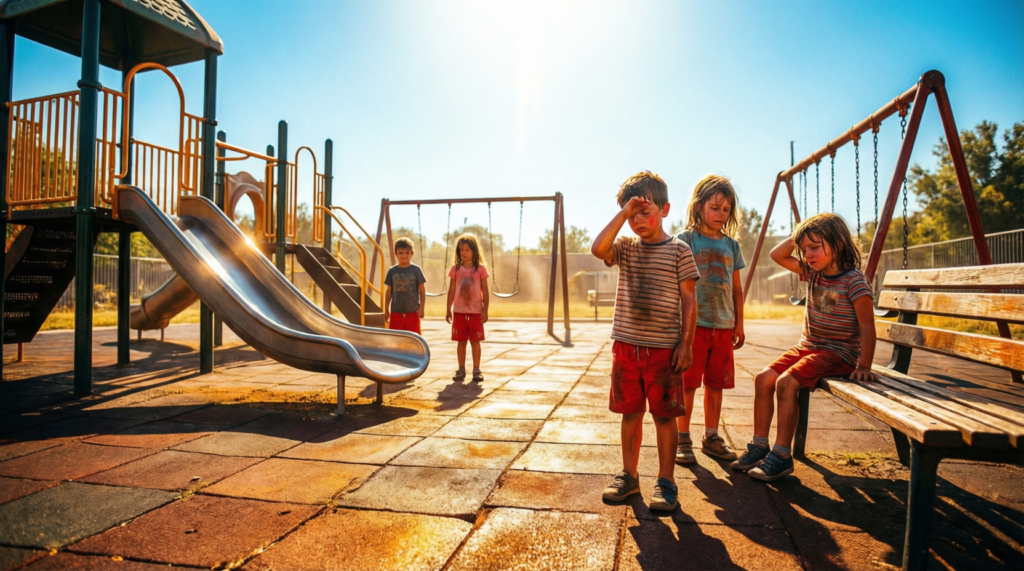 The playground was an oven.